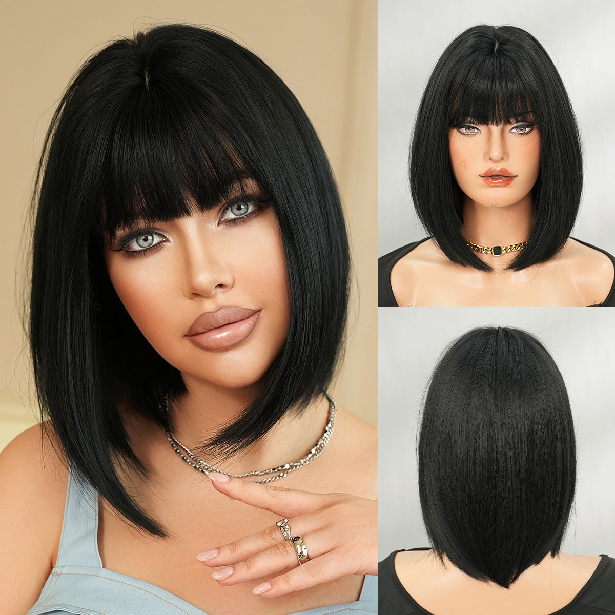 Women's Bangs Tea Brown Dyed Beige Fashion Headgear Inner Wig Short Straight Hair