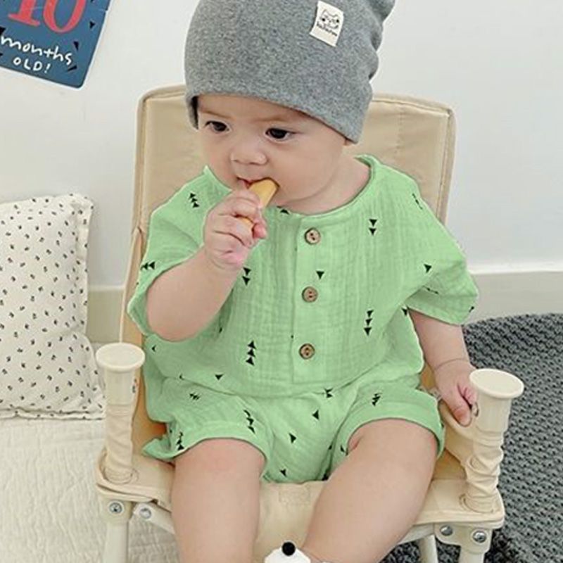 Women's & Men's Cotton Summer Thin Clothes Born Jumpsuit Short Sleeve Clothing Jumpsuit, Climbing Suit