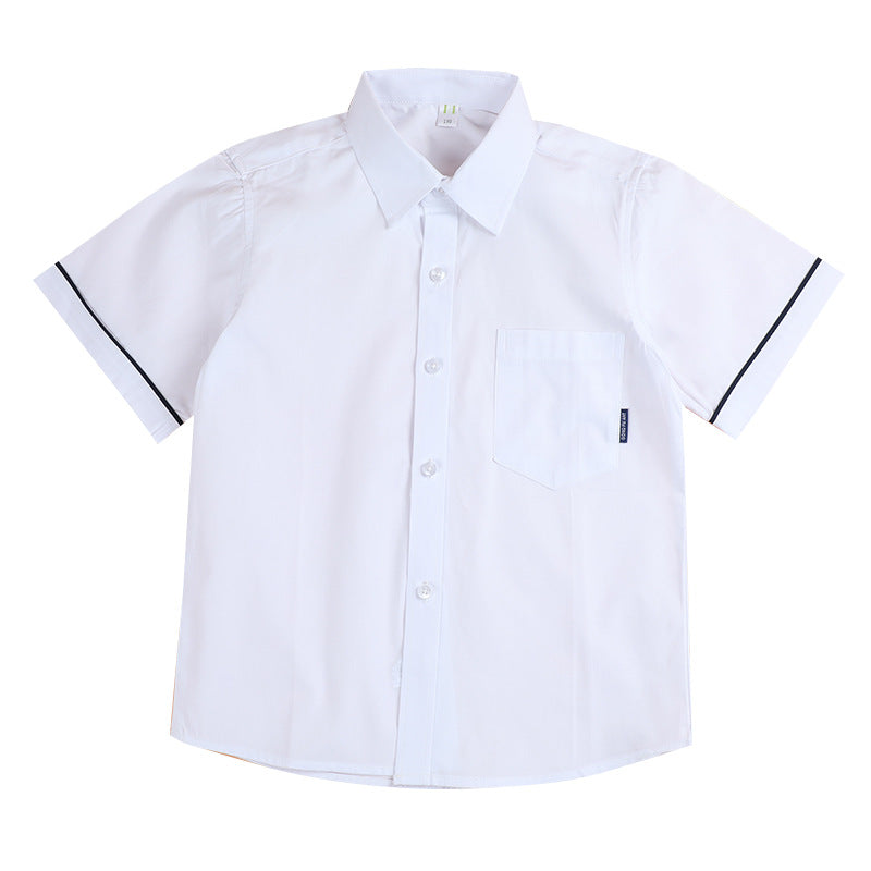 Children's Thin Middle Big Pocket Cuff Black Children's Shirt