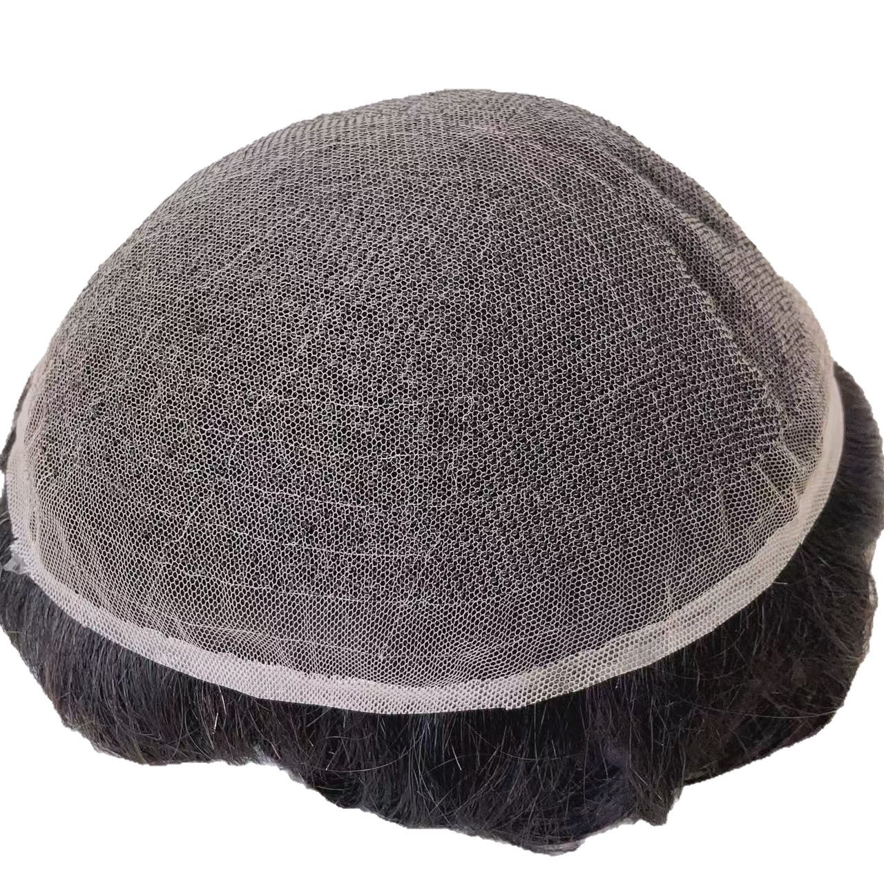 Men's Hair Supplementing Piece Supernatural Hairline Hand Woven Transparent Men's Wig