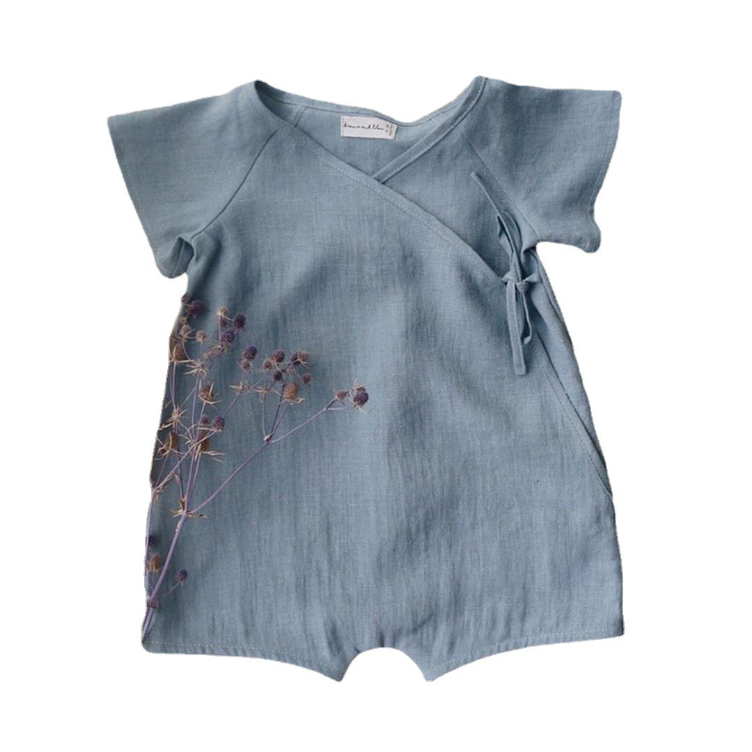 Cotton Linen Romper Boy Monk Jumpsuit Infant Jumpsuit, Climbing Suit
