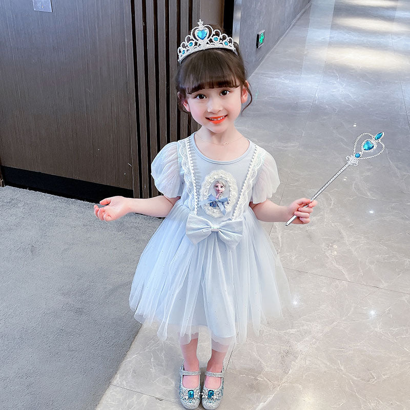 Summer Short Sleeve Princess Little Elsa Frozen Children's Dress