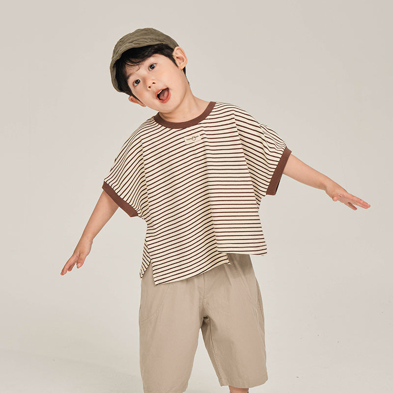 Children's Short-sleeved Summer Striped Half Sleeve Top Children's T-shirt