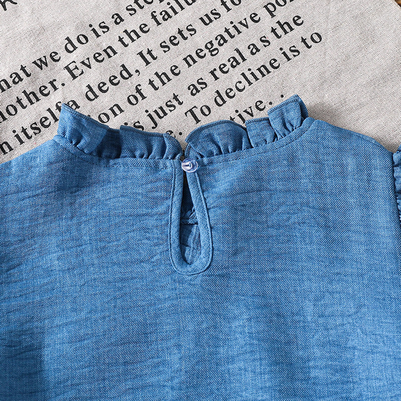 Children's Clothing Ruffle Sleeve Chest Pressure Pleated Shirt Top Children's Suit