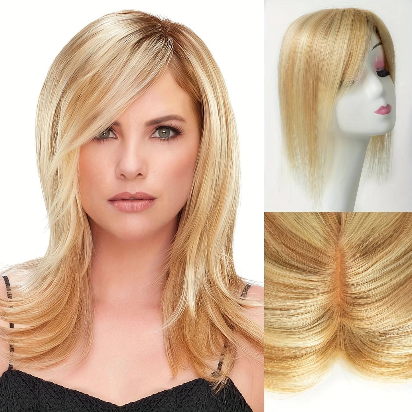 Women's Cm Woven Head Additional Piece Covering Gray Imitation Delivery Needle Real Hair Wig