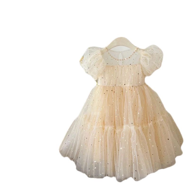 Children's Princess Summer Western Style Sequined Mesh Bubble Skirt Children's Dress