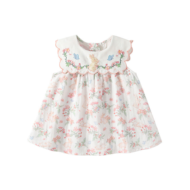 Children's Korean Gentle Fashionable Three-dimensional Embroidered Collar Children's Dress