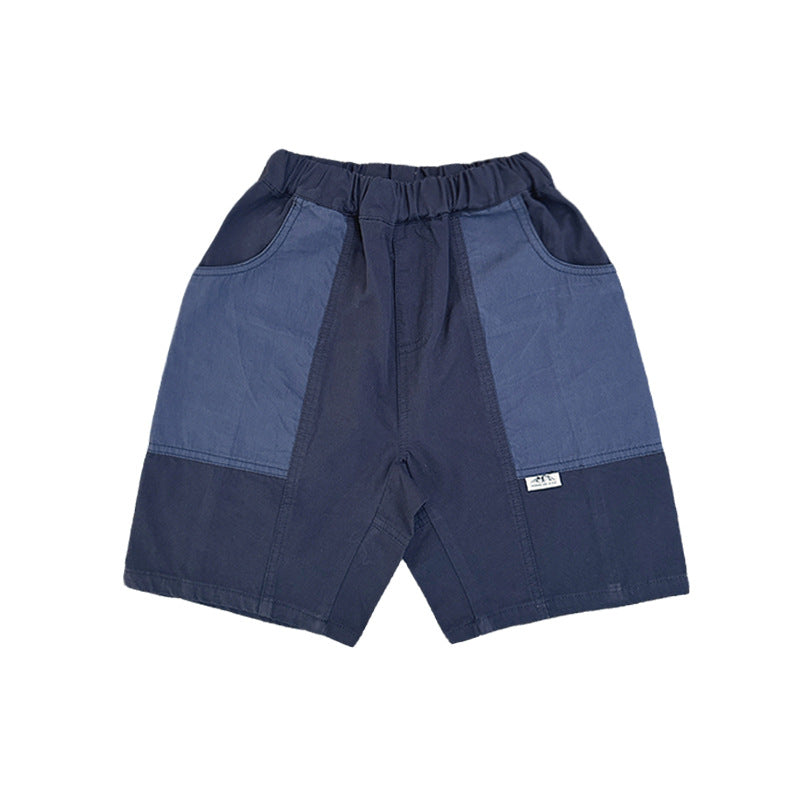 Children's Style Heavy Retro Washed Cotton Shorts Medium Big Contrast Color Children's Pants