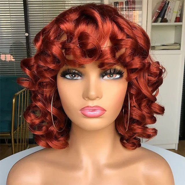 Women's African Screw Tape Bangs Optional Wig Short Curly Hair