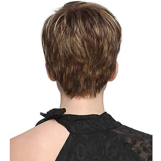 Fashionable Golden Short Straight Hair Fiber Wig Long Curls
