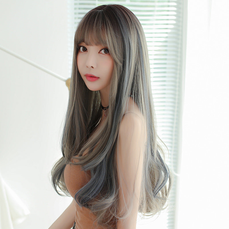 Curly Hair Realistic Chemical Fiber Head Wig Long Curls