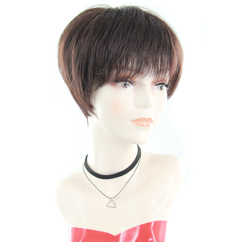 Women's Korean Style Personalized Human High Wig Short Straight Hair