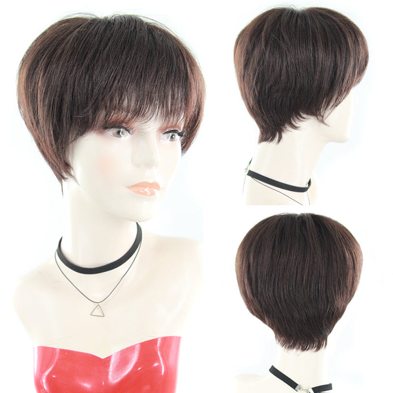 Women's Korean Style Personalized Human High Wig Short Straight Hair