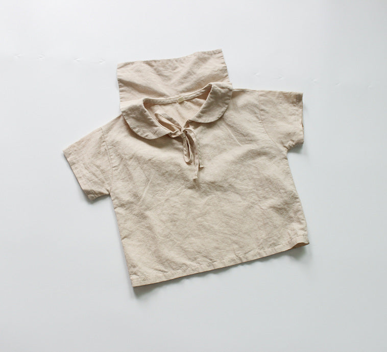 Shirt Korean Style Solid Color Polo Collar Fresh Children's T-shirt