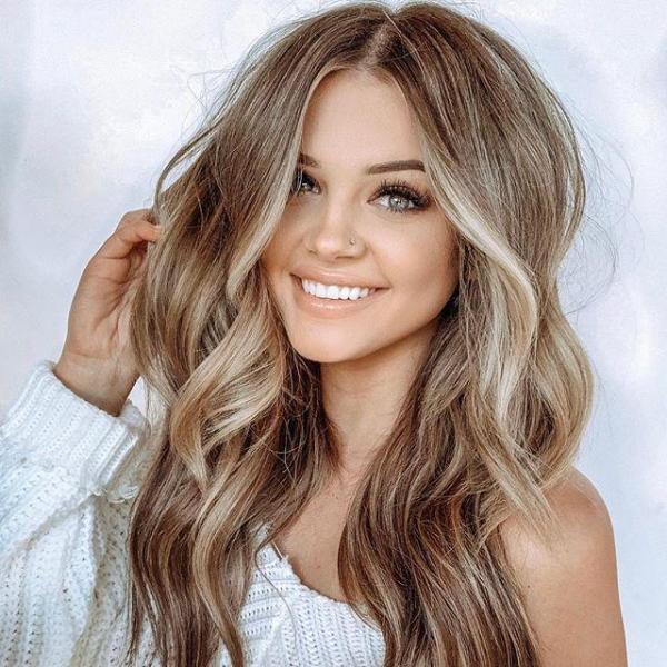 Fashion Chemical Fiber Female Gradient Brown Dyed Medium Length Curling Wig Long Curls