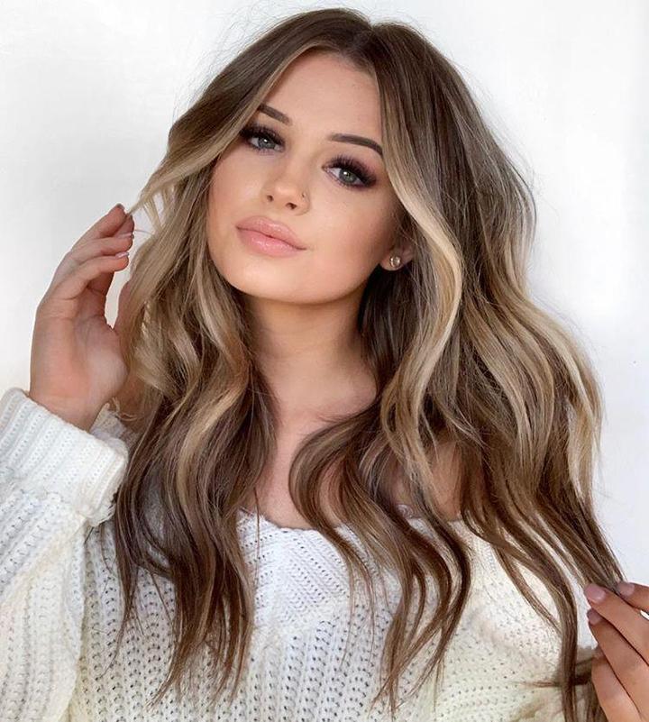 Fashion Chemical Fiber Female Gradient Brown Dyed Medium Length Curling Wig Long Curls