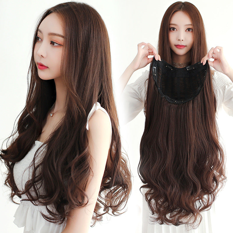 Headgear Curly Hair Fiber Extension Natural Simulation Seamless Invisible Wig Long Curls