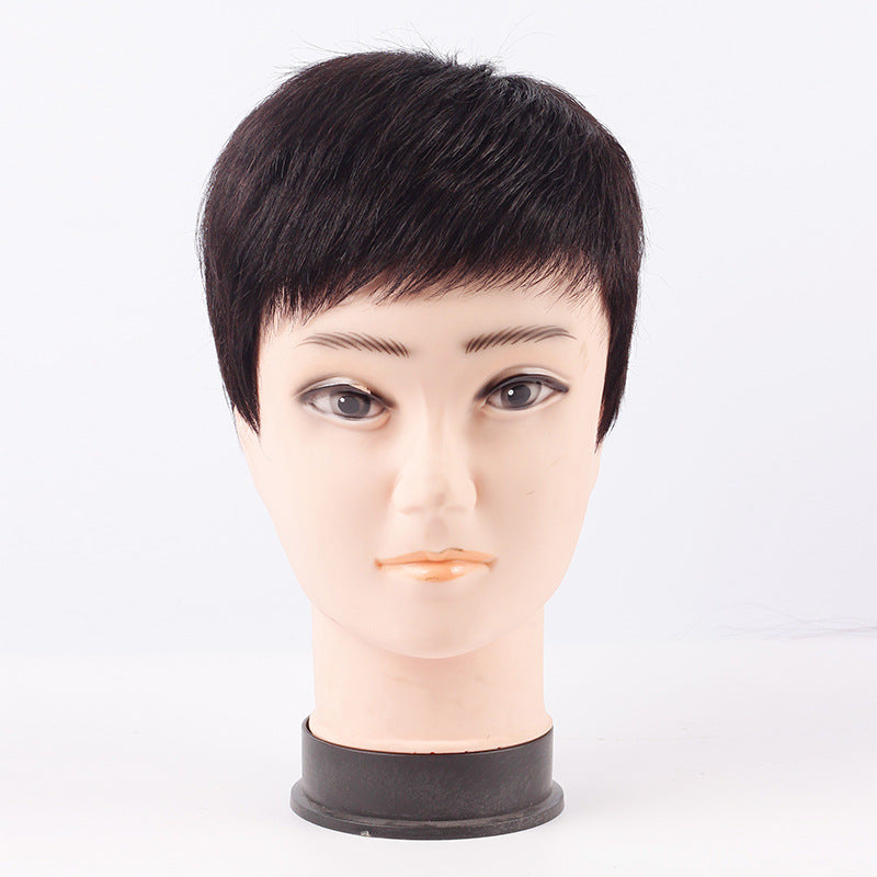 Men's Short Hair Top Hairpiece Real Human Boys Men's Wig