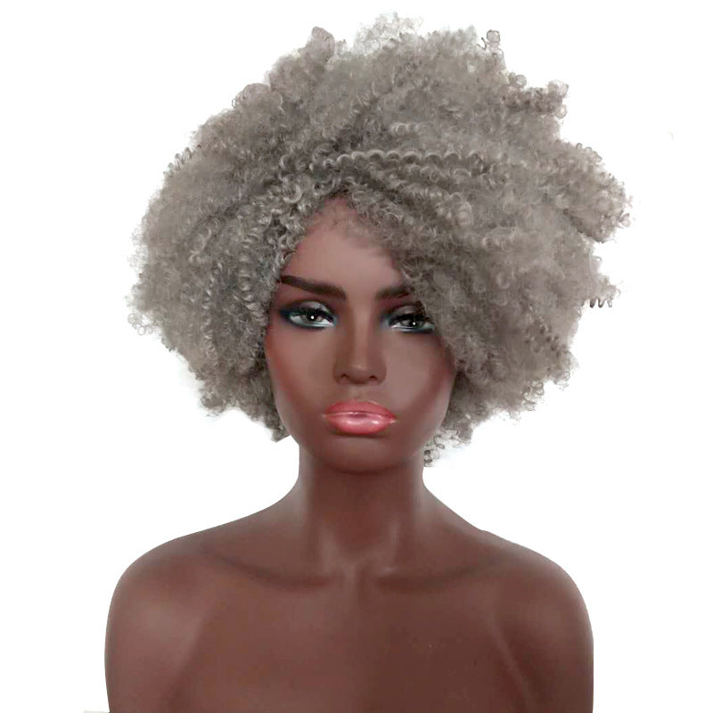 Women's African Wigs With Small Sier White Wig Short Curly Hair