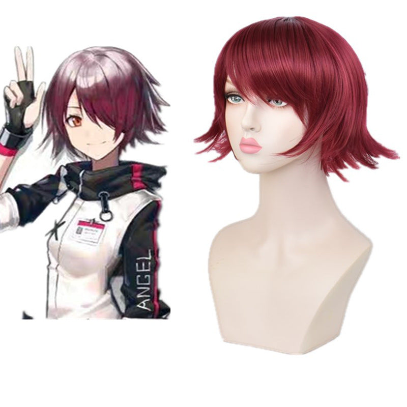 Ark Wine Red Short Hair Anime Straight Bangs Simulation Cos Wig