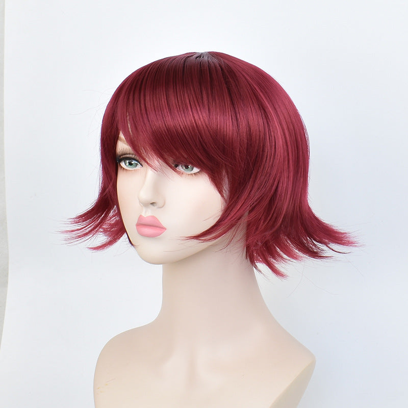Ark Wine Red Short Hair Anime Straight Bangs Simulation Cos Wig