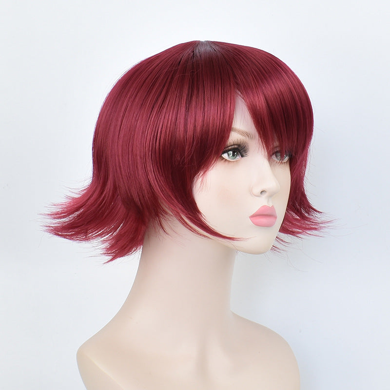 Ark Wine Red Short Hair Anime Straight Bangs Simulation Cos Wig