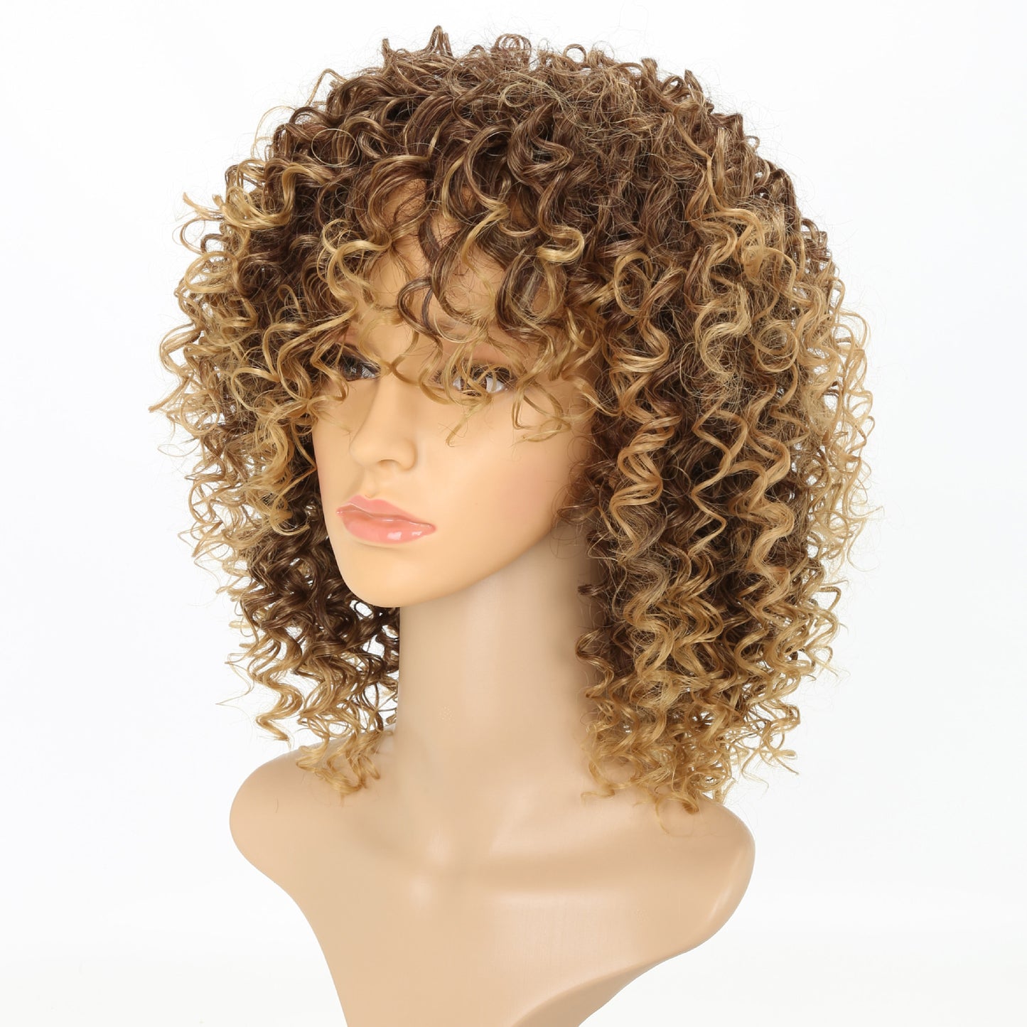 Head Cover African Small Roll Female Fiber Wig Short Curly Hair