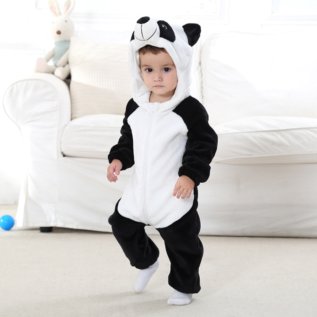 Infant Flannel Animal Performance Wear Cartoon Jumpsuit, Climbing Suit