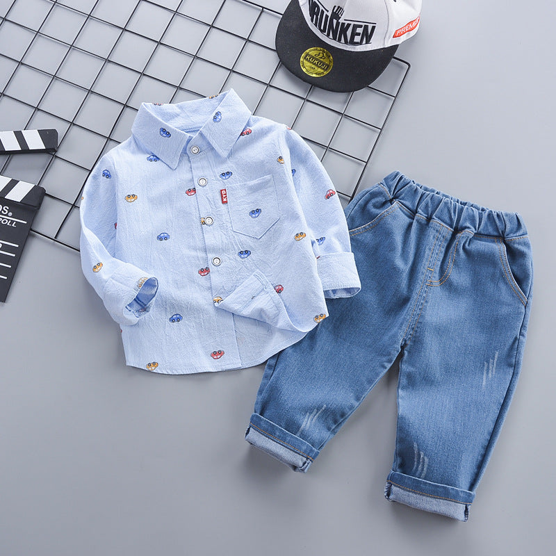 Children's Supply Clothing Autumn Korean Style Casual Full Printed Children's Suit
