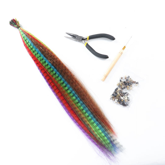 Root Feather Hair Crochet Pliers Extension Ring Set Wig