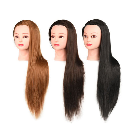 Hairdressing Mock Model Head Fiber Beauty Salon Hand Practice Real Hair Wig