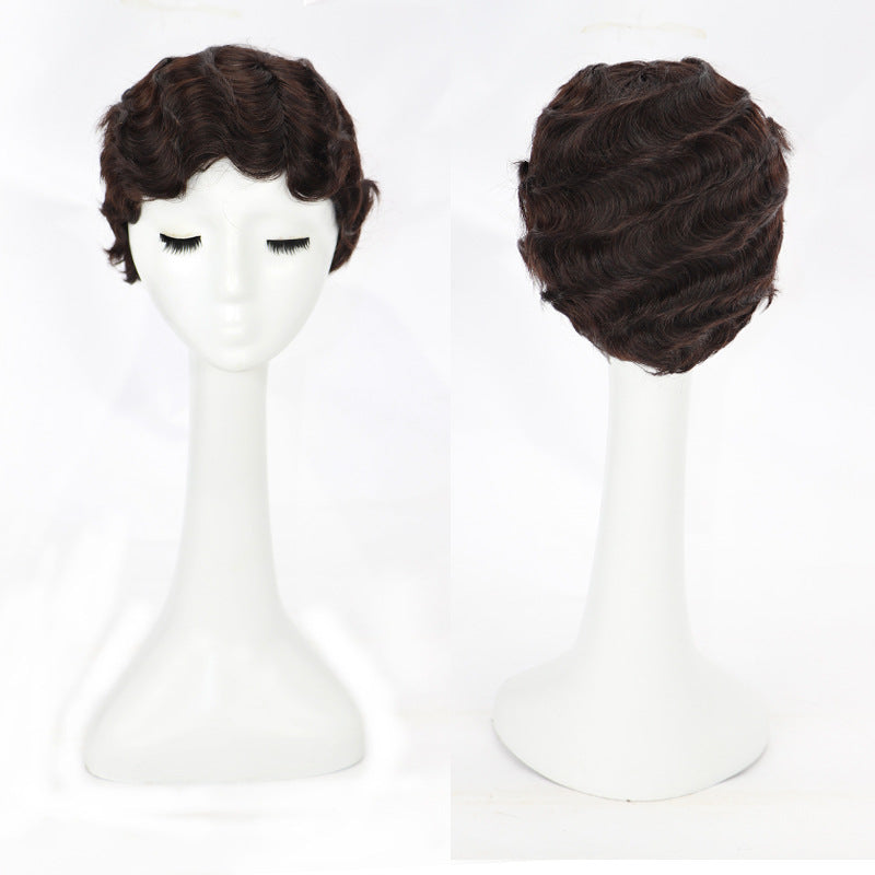 Human Head Retro Wavy Nostalgic Republic Of China Old Style Wig Short Curly Hair