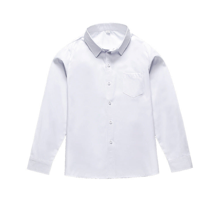 Polyester White Long-sleeved Middle School Primary Children's Shirt