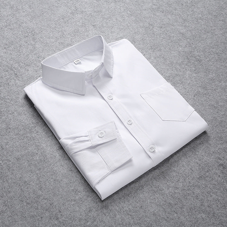 Polyester White Long-sleeved Middle School Primary Children's Shirt