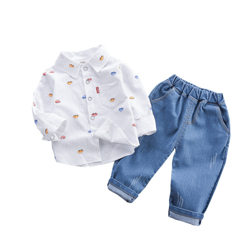 Children's Supply Clothing Autumn Korean Style Casual Full Printed Children's Suit