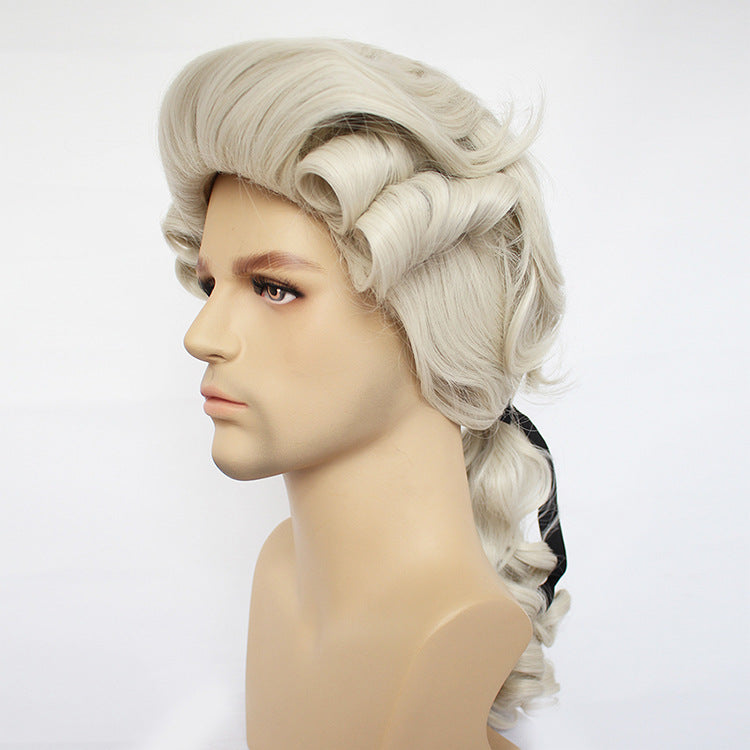 Masquerade Male Baroque Colonial Fiber Synthetic Real Hair Wig