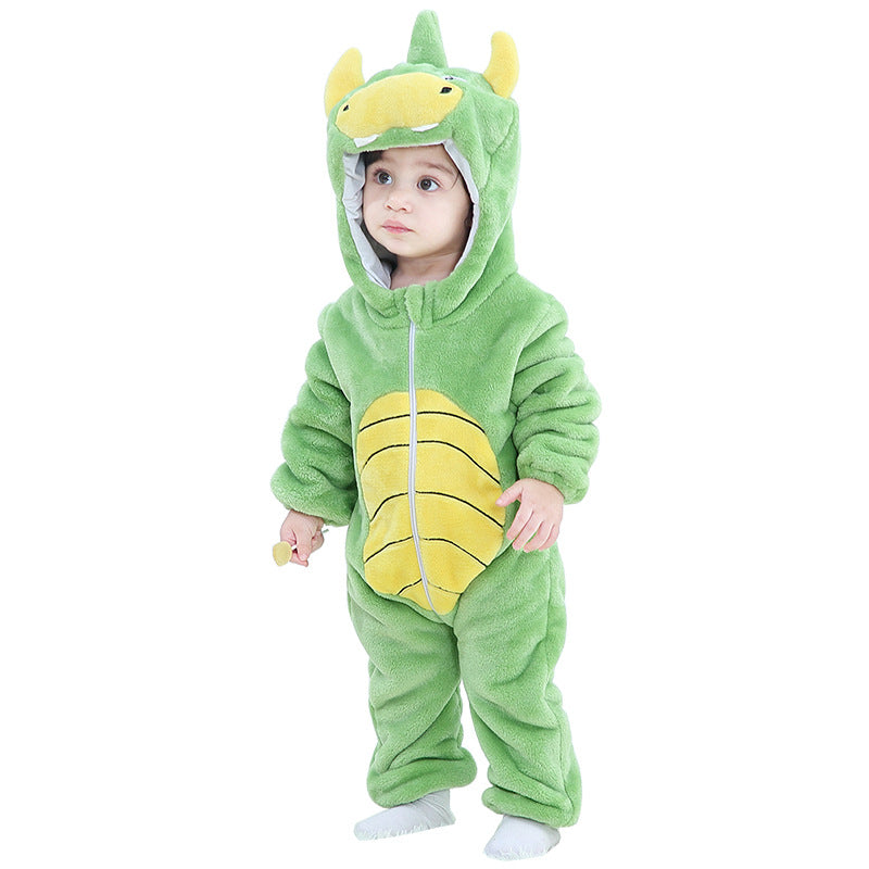 Flannel Animal Jumpsuit Going Out Clothes Cartoon Hooded Jumpsuit, Climbing Suit
