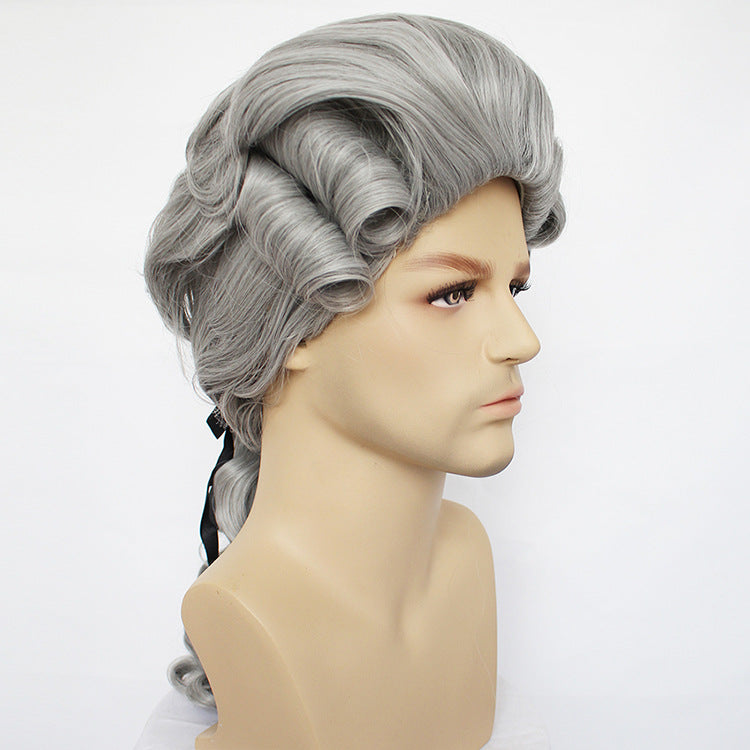 Masquerade Male Baroque Colonial Fiber Synthetic Real Hair Wig
