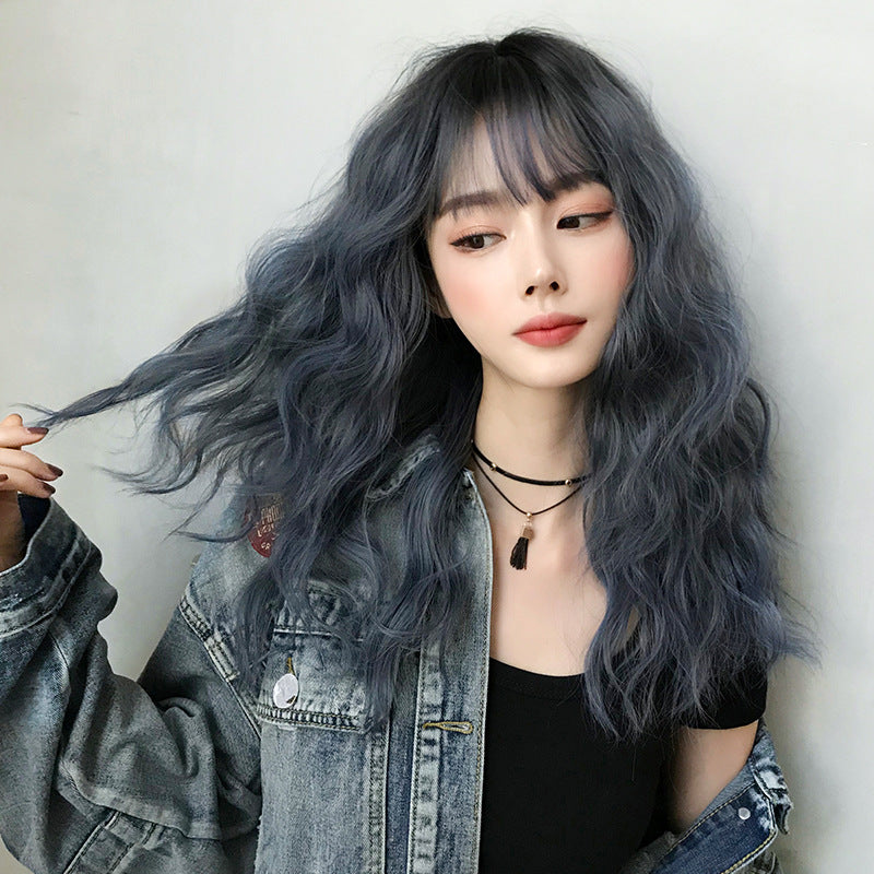Women's Hair Bangs Natural Fluffy Whole Head Wig Long Curls