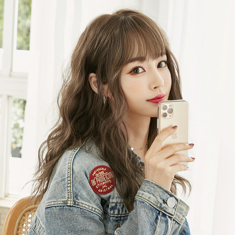 Women's Hair Bangs Natural Fluffy Whole Head Wig Long Curls