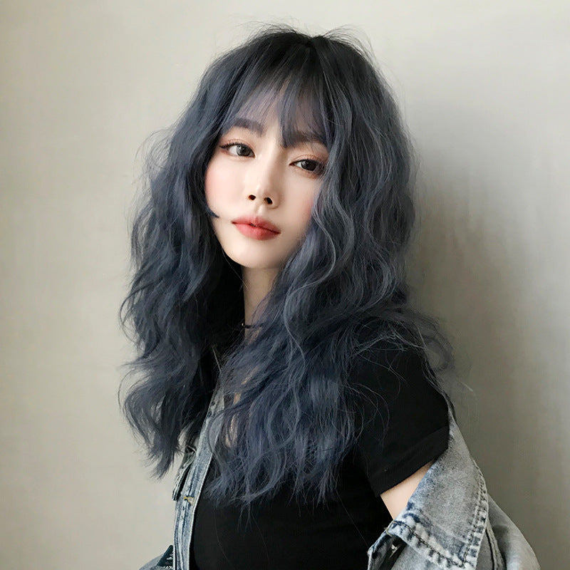 Women's Hair Bangs Natural Fluffy Whole Head Wig Long Curls