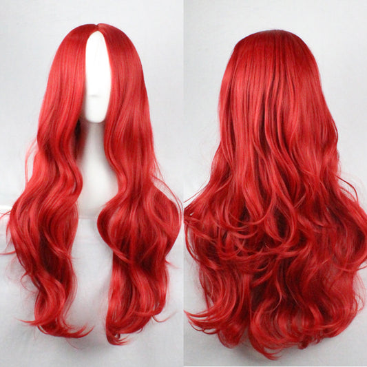 Colorful Hand Roll Medium Curly Hair Wig Long Curls