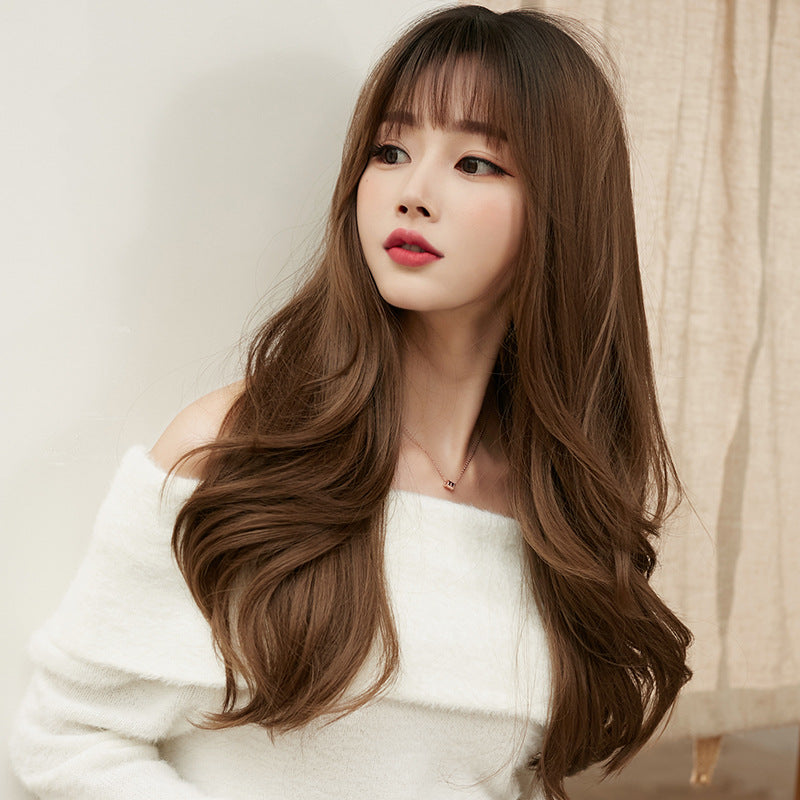Curly Hair Fluffy Natural Dog Gnawing Bangs Full Wig Long Curls