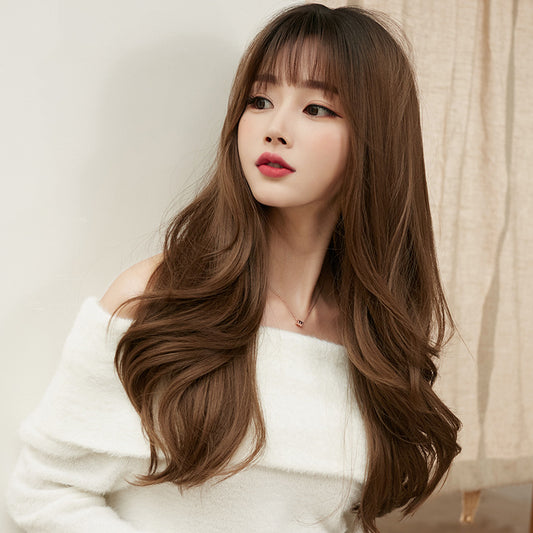 Curly Hair Fluffy Natural Dog Gnawing Bangs Full Wig Long Curls
