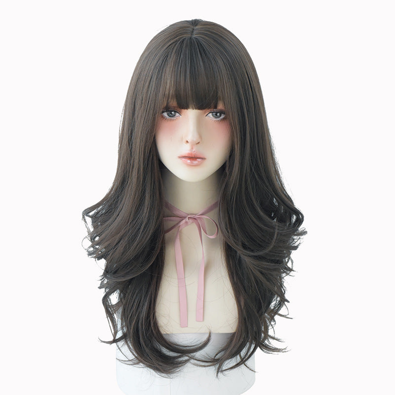 Curly Hair Fluffy Natural Dog Gnawing Bangs Full Wig Long Curls