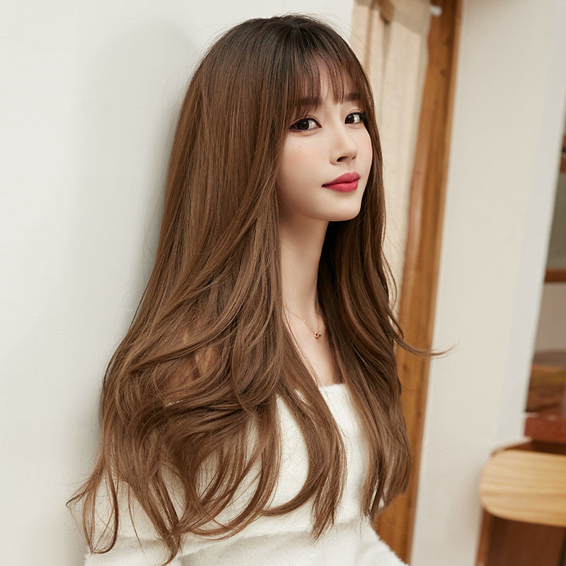Curly Hair Fluffy Natural Dog Gnawing Bangs Full Wig Long Curls