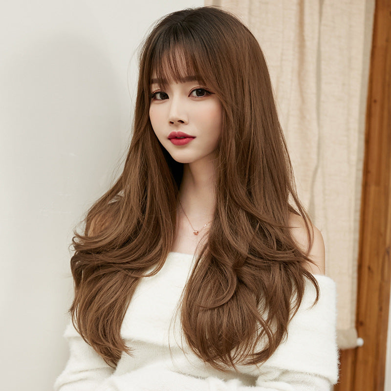 Curly Hair Fluffy Natural Dog Gnawing Bangs Full Wig Long Curls