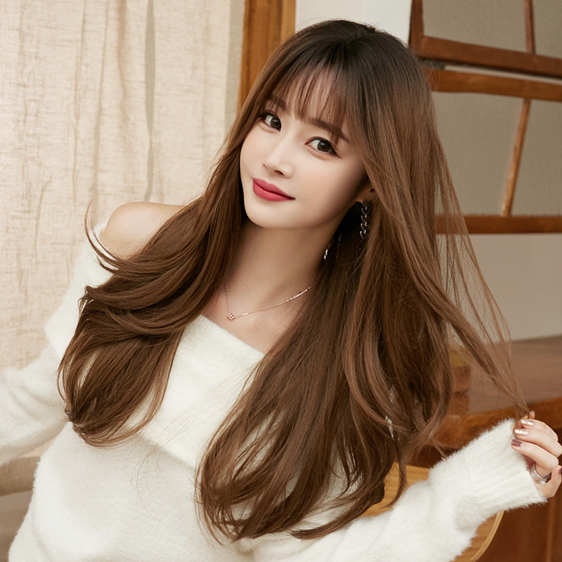 Curly Hair Fluffy Natural Dog Gnawing Bangs Full Wig Long Curls