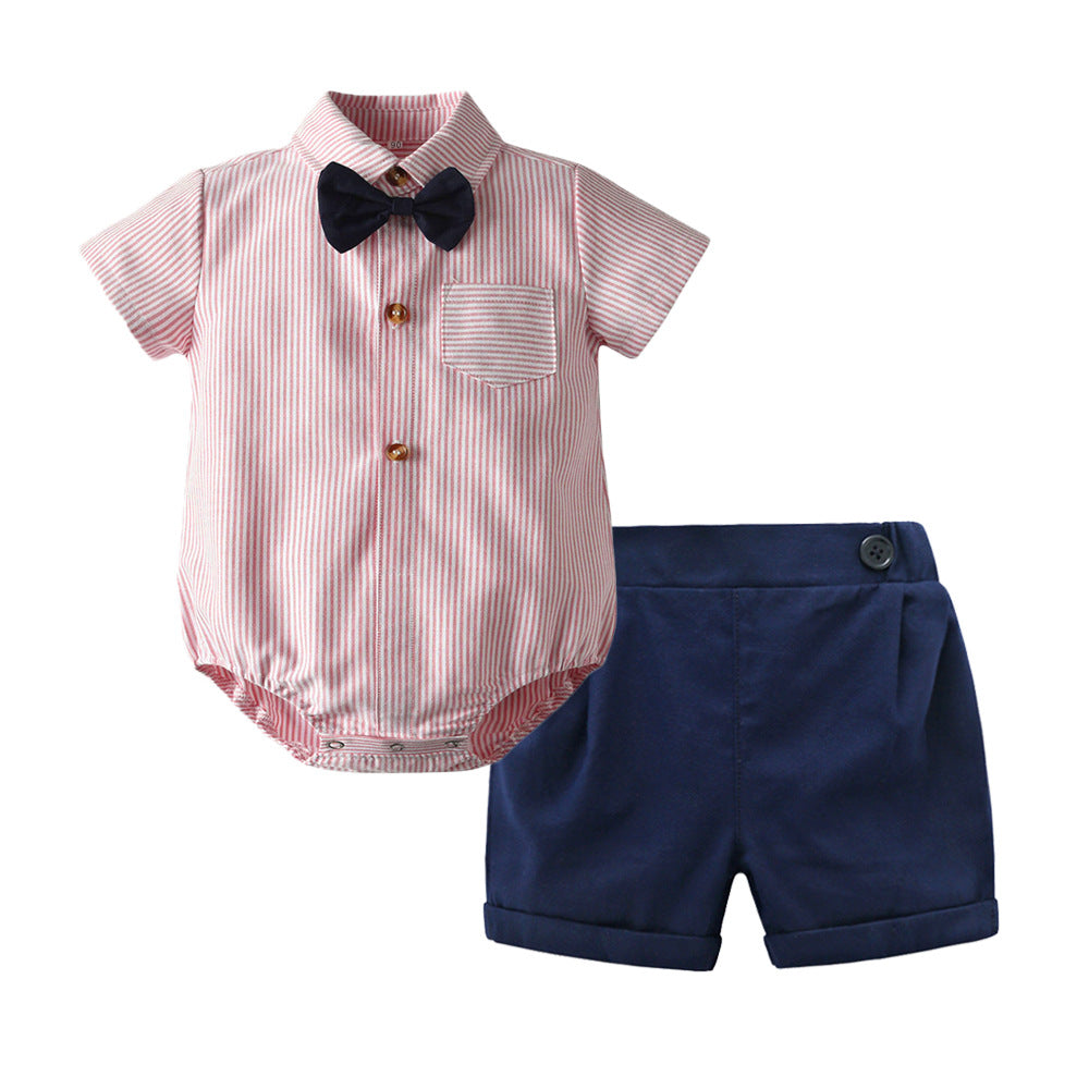 Children's Boy's Short-sleeved Rompers Romper Shorts Two-piece Children's Suit