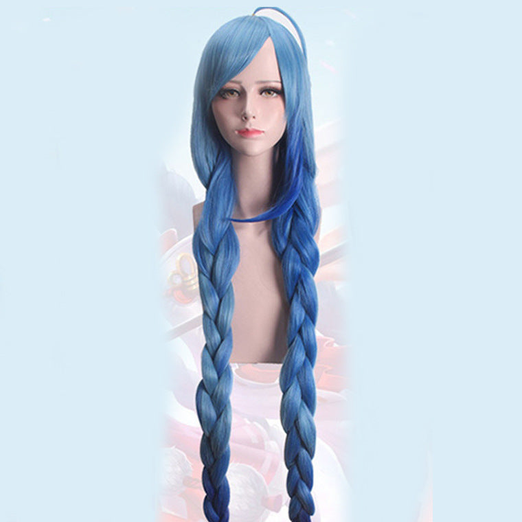 Witch Double Ponytail Style Plaits Cartoon Hair Blue Anime Cos Wig